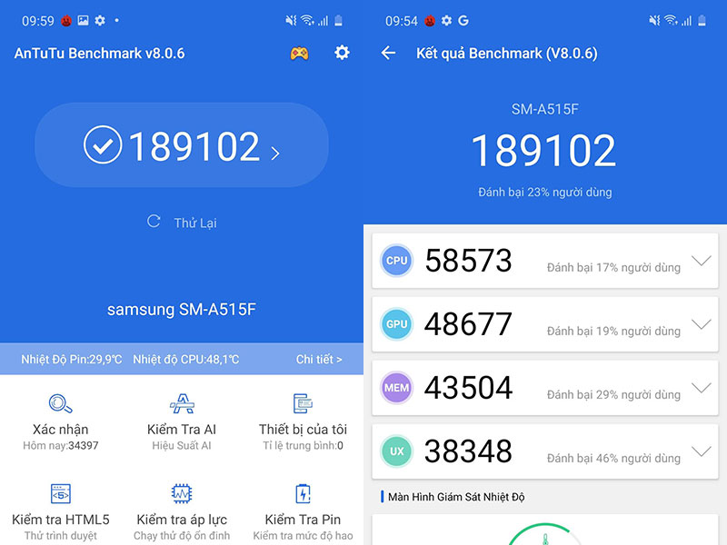 Điện thoại Samsung Galaxy A51 - Hiệu năng Điện thoại Samsung Galaxy A51 - Hiệu năng