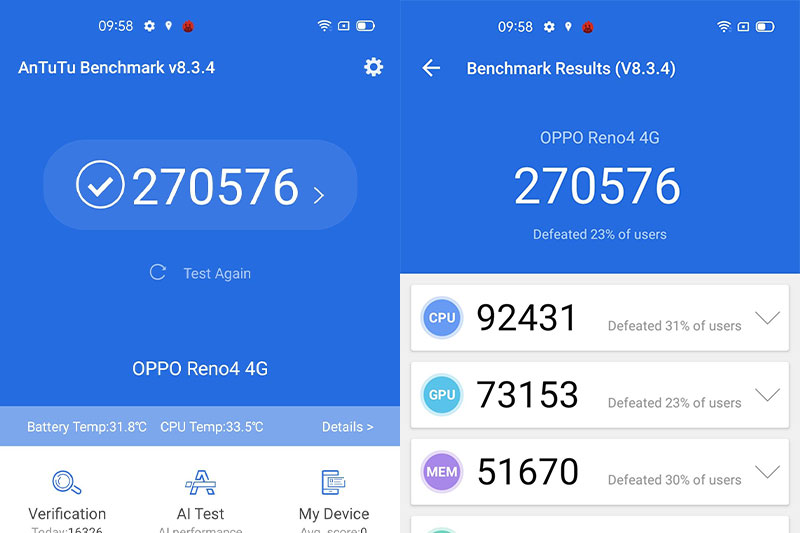 Điểm Antutu - OPPO Reno4 Điểm Antutu - OPPO Reno4