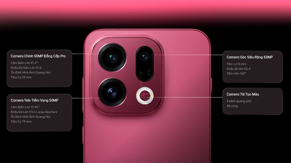 Hệ thống 3 camera 50MP có OIS trên OPPO Find X9 giúp ảnh rõ nét, giảm rung và cân bằng sáng hiệu quả trong môi trường phức tạp