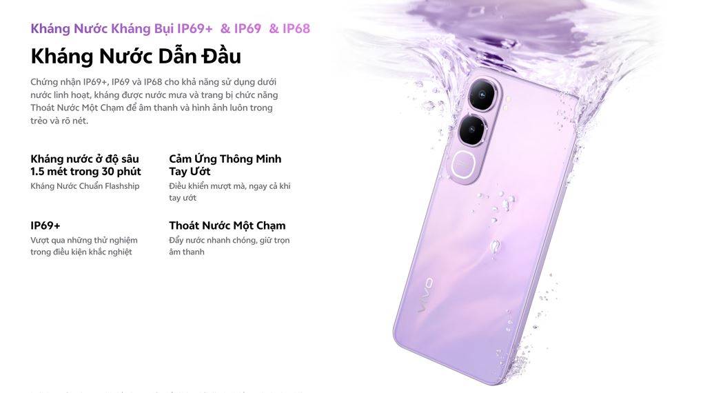 Kháng nước bụi IP69+, cấu trúc chuẩn quân đội giúp máy bền bỉ, chịu được mưa lớn, môi trường bụi bẩn trên chiếc vivo Y21d 6GB/128GB Kháng nước bụi IP69+, cấu trúc chuẩn quân đội giúp máy bền bỉ, chịu được mưa lớn, môi trường bụi bẩn trên chiếc vivo Y21d 6GB/128GB